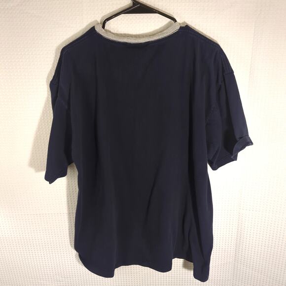 Nautica T Shirt Mens Large USA Vintage 90s Navy Blue Spell Out Logo Ringer Tee - Picture 3 of 3